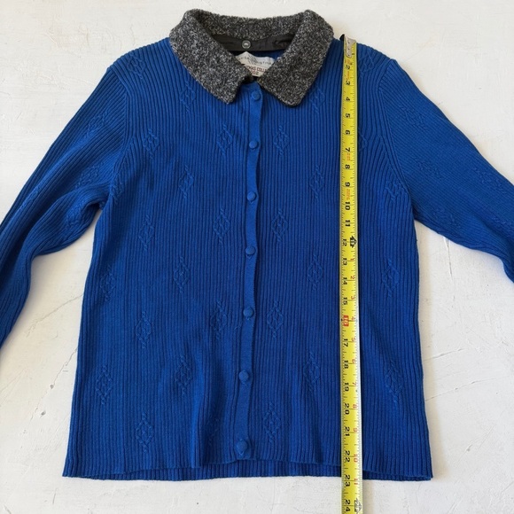 Marisa Christina The Christmas Collection 2002 Ribbed Cardigan Sweater Blue Sz L - Picture 9 of 9